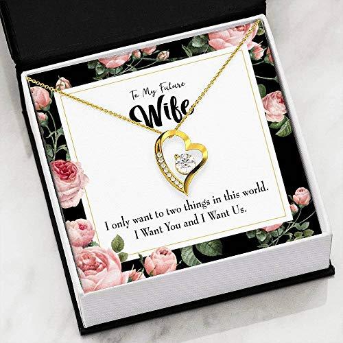 Gift for Wife I Want Us Forever Love NecklaceCZ Heart Pendant Stainless Steel or