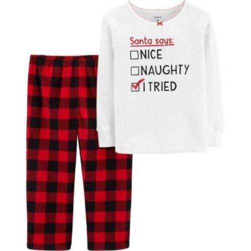 Girls Pajamas Christmas Carters Red White 2 Pc Top & Pants Toddler-sz 18 months