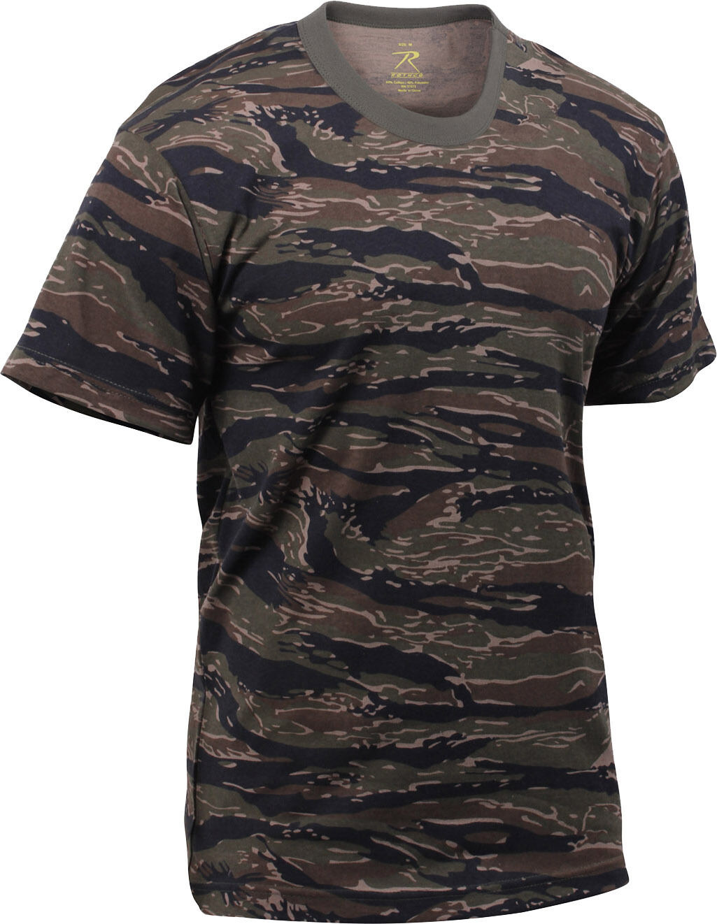 Mens Tiger Stripe Camouflage Tactical Military Short Sleeve T-Shirt - T ...