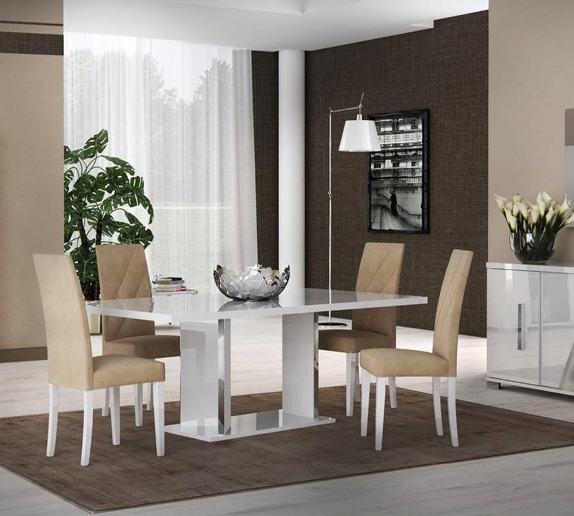 Glossy White Dining Room Set 5Pcs Made in Italy Contemporary Modern ESF