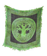 Tree of Life Altar Cloth 18&quot; Green Rayon Fringed Celtic Knot Design #GRV20 - $22.17