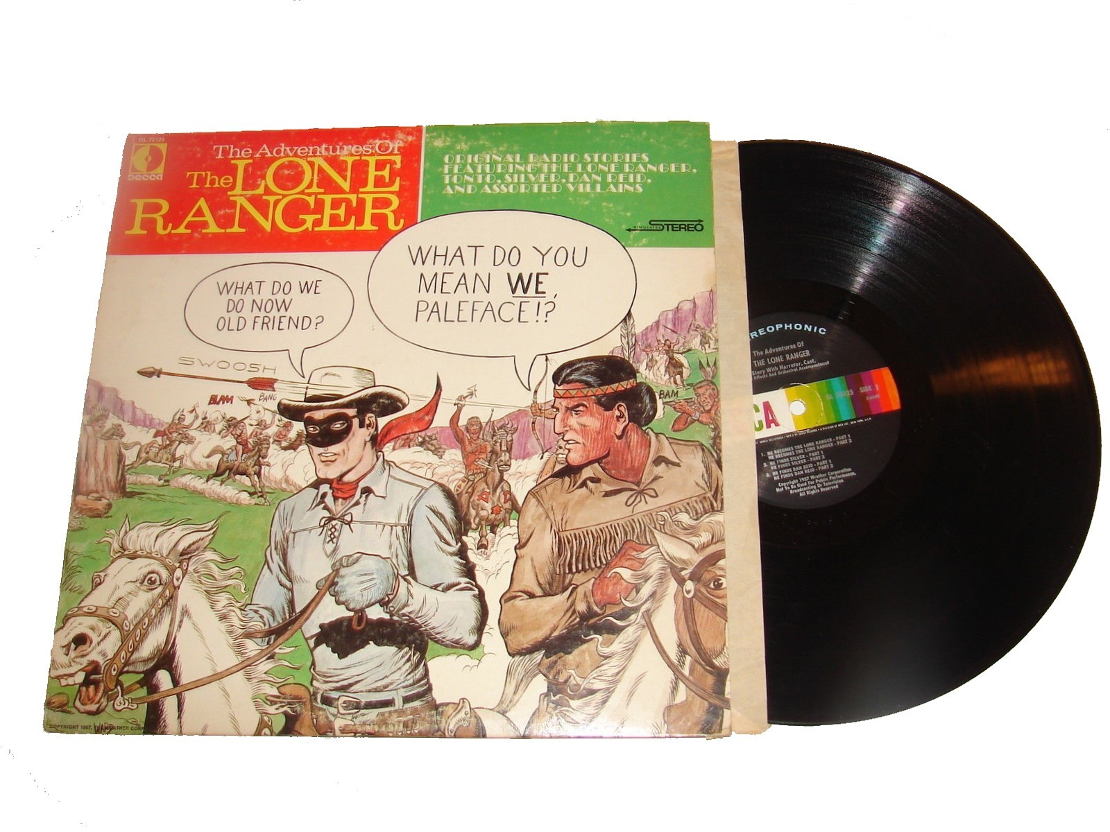 Vintage 1957 ADVENTURES OF THE LONE RANGER 33rpm Record Album LP ...