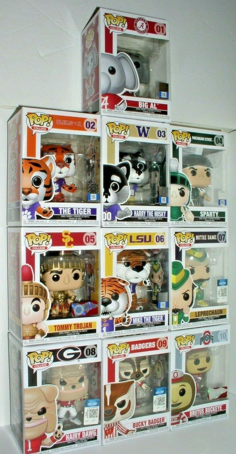 10 Funko Pop College Mascots 01,02,03,04,05,06.08,09,10