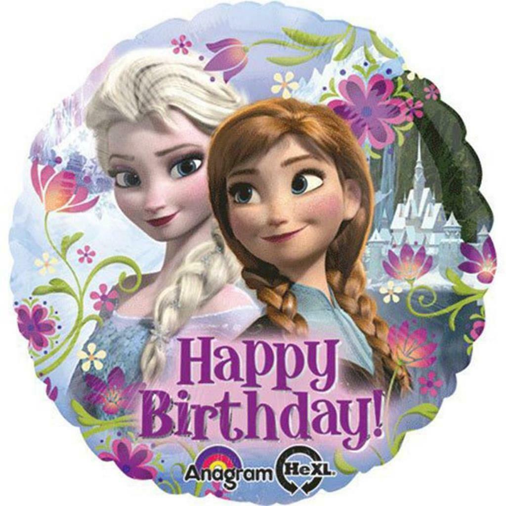 Disney Frozen Happy Birthday Foil Mylar 18" Balloon Round with Elsa and Anna - $2.92