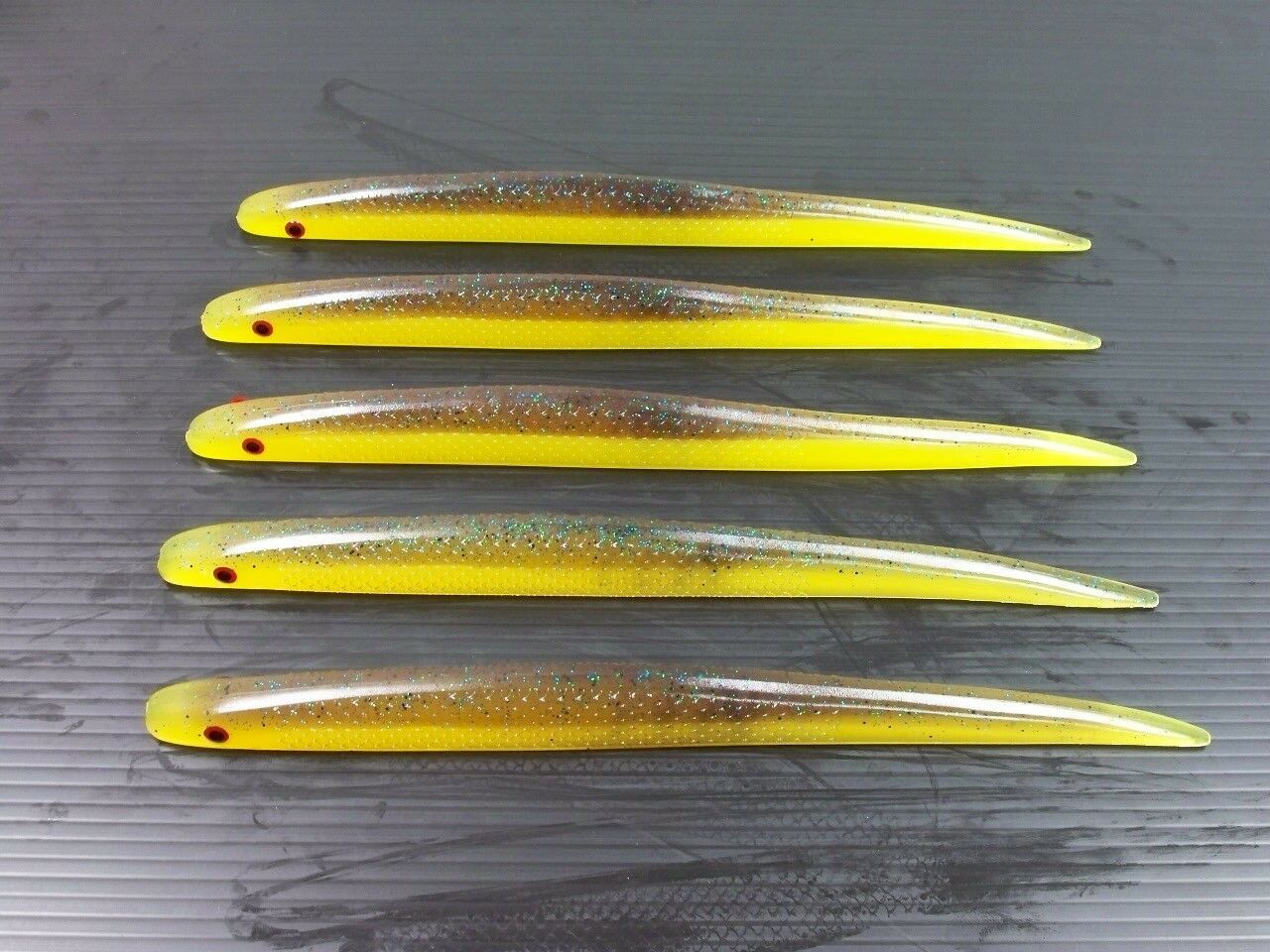 Soft Bait Slug Lures for Cobia Stripers Tuna Yellow/Light Brown Package of 5 - Soft Plastics