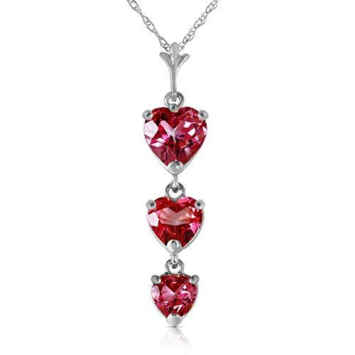 Galaxy Gold GG 14k 22 White Gold Necklace with Heart-Shaped Pink Topaz