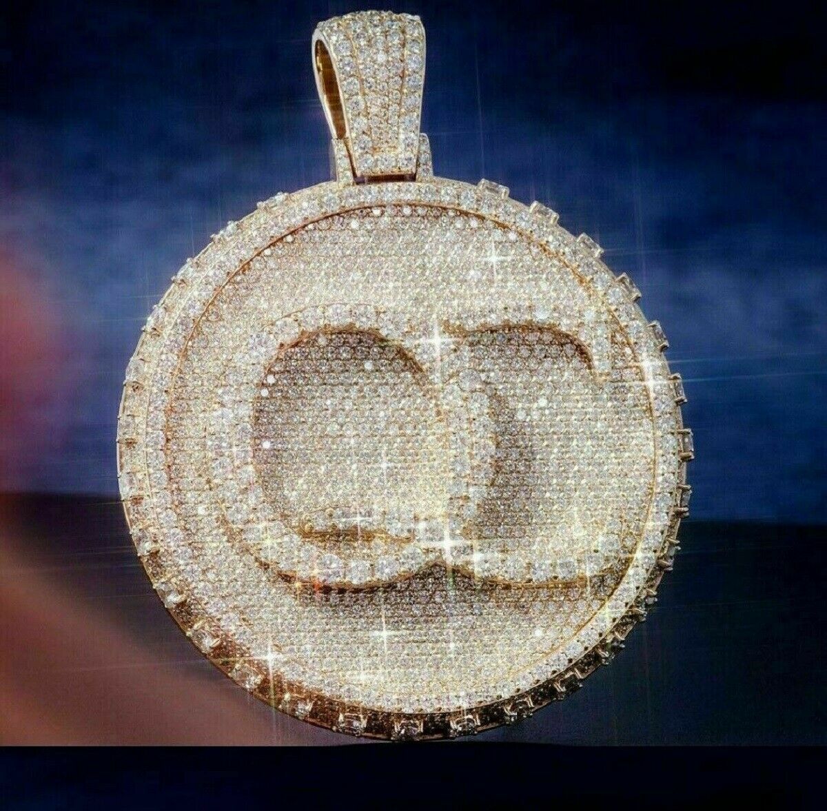 2.50 Ct Round Cut Diamond Men's Custom Name Pendant 14K Yellow Gold