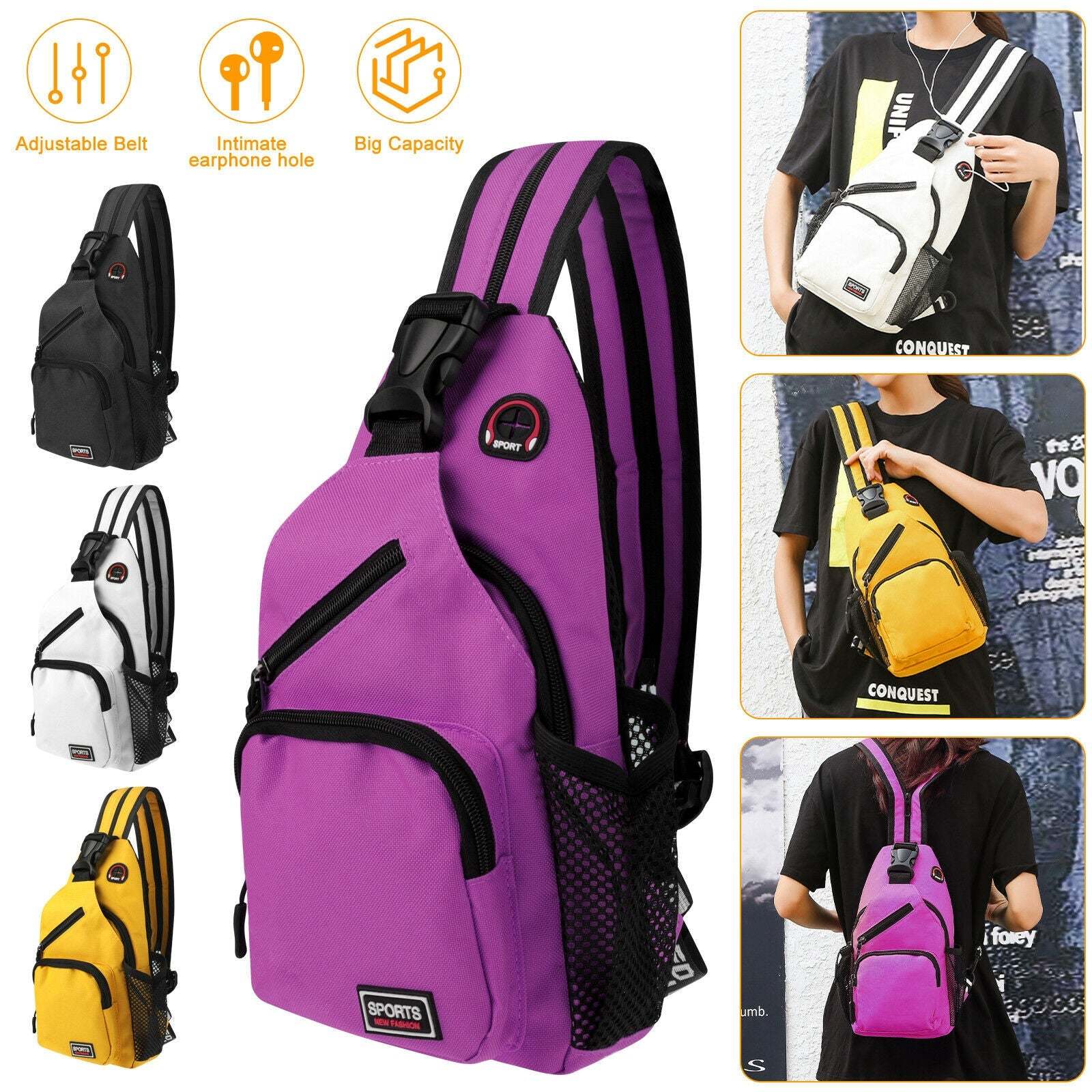 Waterproof Chest Pack Travel Shoulder Sling Backpack Crossbody Bag Women Men New