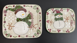 Two Expressly Yours Pottery Cookie Serving Platters 2005 12&quot;x 10&quot; &amp; 9&quot;x ... - $98.99