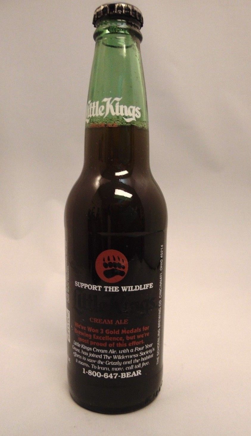 LITTLE KINGS CREAM ALE, Empty Beer Bottle with Cap, 12 OZ, Painted