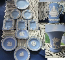 WEDGWOOD CREAM GRAPES ON BLUE GLOSSY ASHTRAYS DISHES VASE MUG CHRISTMAS ... - $39.60+
