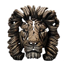 Edge Sculpture Lion Bust 16.9" High Majestic Mane Stone Resin Freestanding Brown image 1
