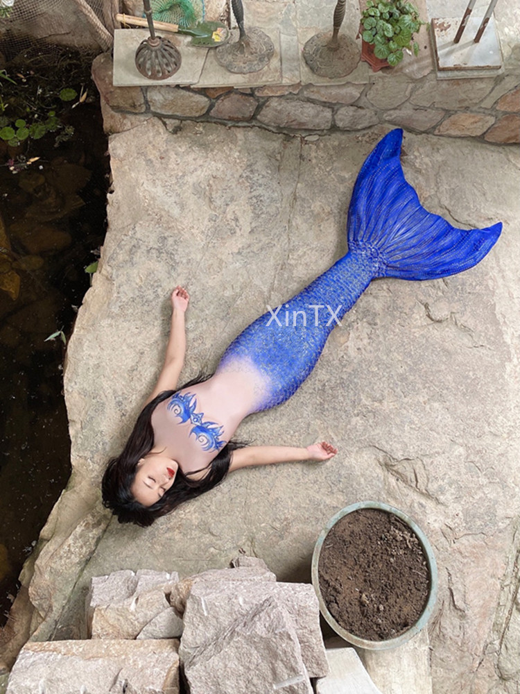 Full Body Mermaid Tail Swimsuit With Rhinestone No monofin Gorgerous Tail