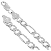 Mens Unique Italy Solid 925 Silver Figaro Heavy Chain Necklace Bracelet 10.7mm - $65.08