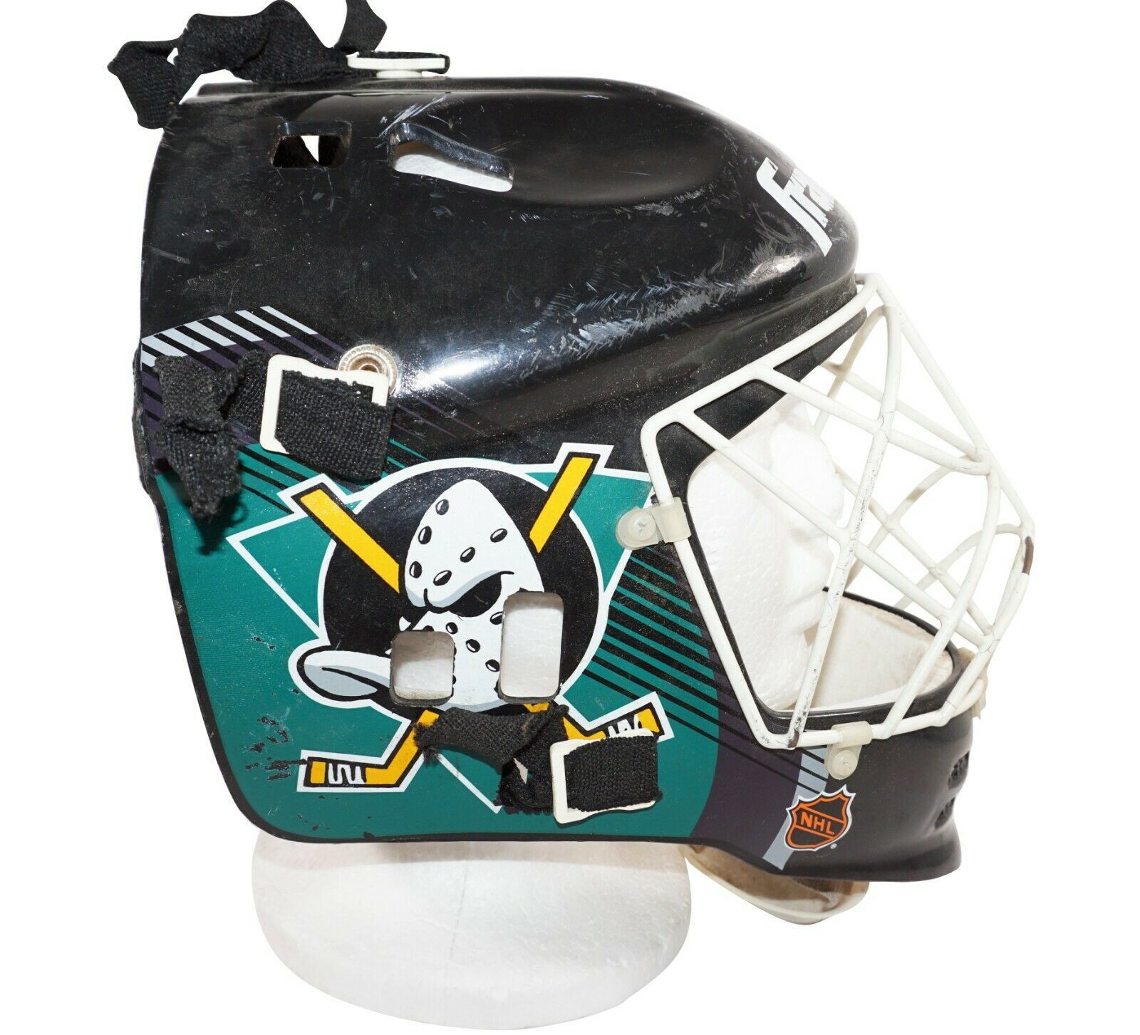 ANAHEIM MIGHTY DUCKS CLASSIC LOGO NHL FRANKLIN HOCKEY STREET MASK HELMET 1990s HockeyNHL