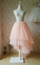Blush Pink High-low Tulle Skirt, Irregular BLUSH Wedding Bridesmaid Tulle Skirt