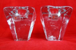 BLENKO ICE CUBE CLEAR Art GLASS CANDLE HOLDER 3 3/4&quot; MID CENTURY  MCM - £28.54 GBP