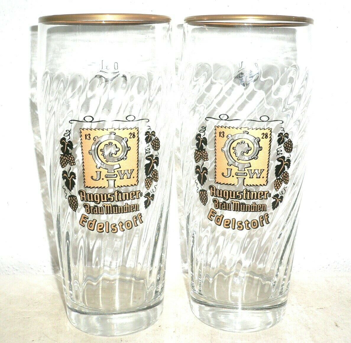 2 Brauerei Augustiner Brau Edelstoff Munich 0.5L German Beer Glasses NEW Germany