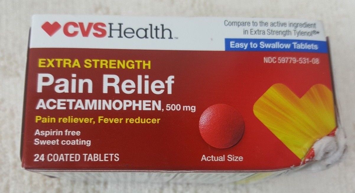 CVS Health Extra Strength Pain Relief Acetaminophen 500 mg 24 Tablets