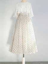 Summer Ivory White Polka Dot Modi Skirt Outfit High Waist Vintage Dot Tutu Skirt