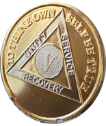 5 Year AA Medallion Large 39mm Bi-Plate Gold Plated Sobriety Chip 1.5 Inch - $9.99