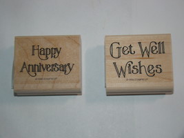 Lot of (2) 1996 STAMPIN UP! Stamps -  Happy Anniversary & Get Well Wishes - $10.00