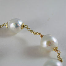 18K YELLOW GOLD BRACELET WITH VERY SHINY BAROQUE PEARLS 8.25 IN MADE IN ITALY image 3