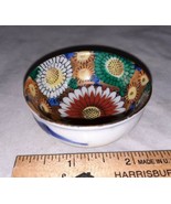 Antique Salt Cellar Dip Japan Hand Painted Gold Red Flw Blue White Outsi... - $12.99