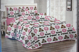 NIP Donut Emoji Supreme Home Collecton Queen Sheet Set &quot;I Donut Give a P... - $79.99