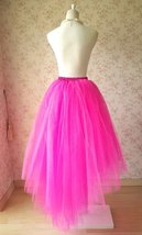 FUCHSIA PINK Irregular Fluffy Petticoat Tulle Skirt Adult Tutu Prom Skirt image 4