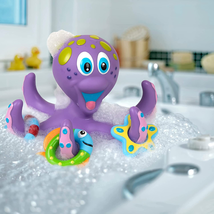 Floating Purple Octopus with 3 Hoopla Rings Interactive Bath Toy image 1