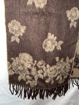 SUTTON CASHMERE Brown Shawl/Wrap ONE SIZE Floral Pattern - $79.98