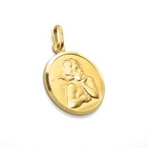 SOLID 18K YELLOW GOLD MEDAL, GUARDIAN ANGEL, 13 mm DIAMETER, VERY DETAILED image 4