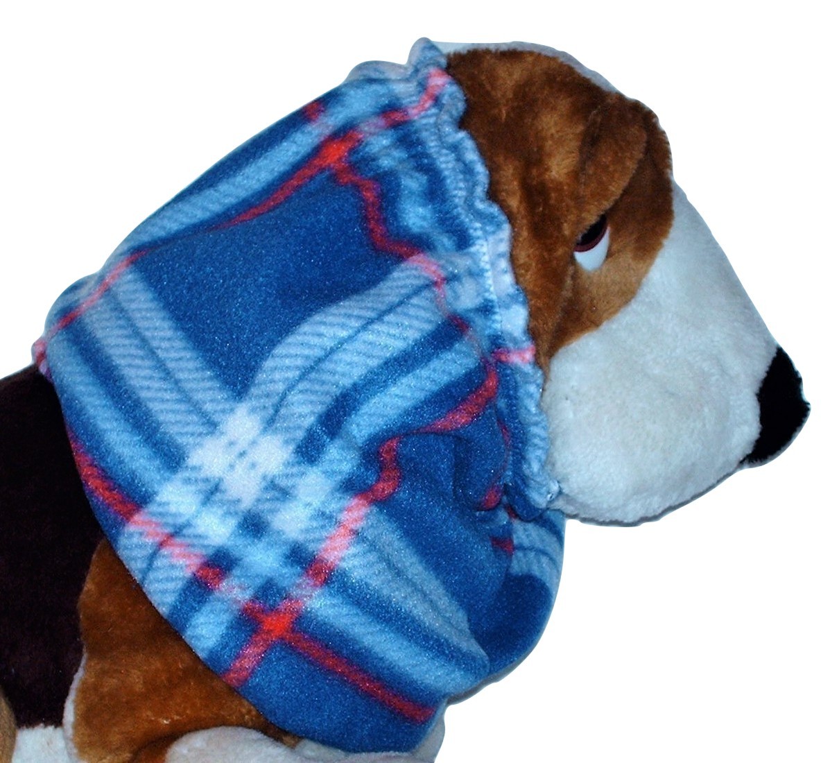 Blue Red White Plaid Fleece Dog Snood by Howlin Hounds Basset Hound Springer Lg Other