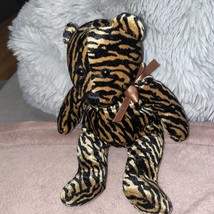 Mary Meyer Stuffed Plush Velour Tiger Print Teddy Bear Beanbag - $6.93