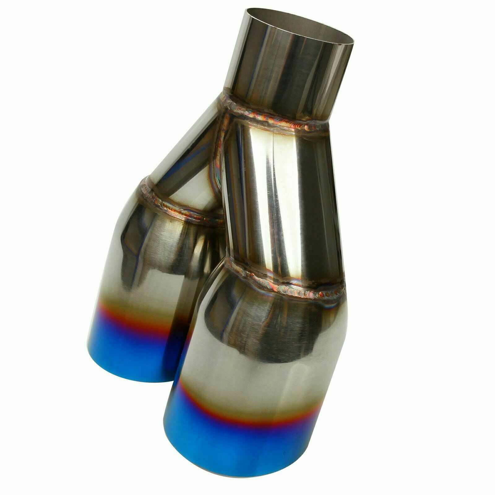 2.5 In 3.5 Out Polished Stainless Blue Burnt Single layer Slant Exhaust Tip