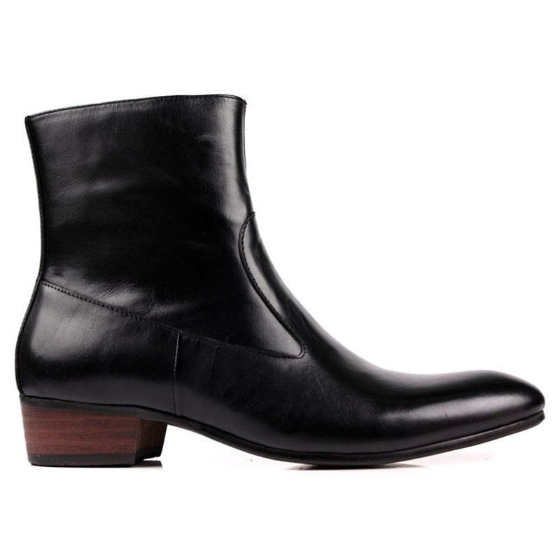 Black Color High Ankle Party Wear Stylish Rounded Toe Handmade Men Boots