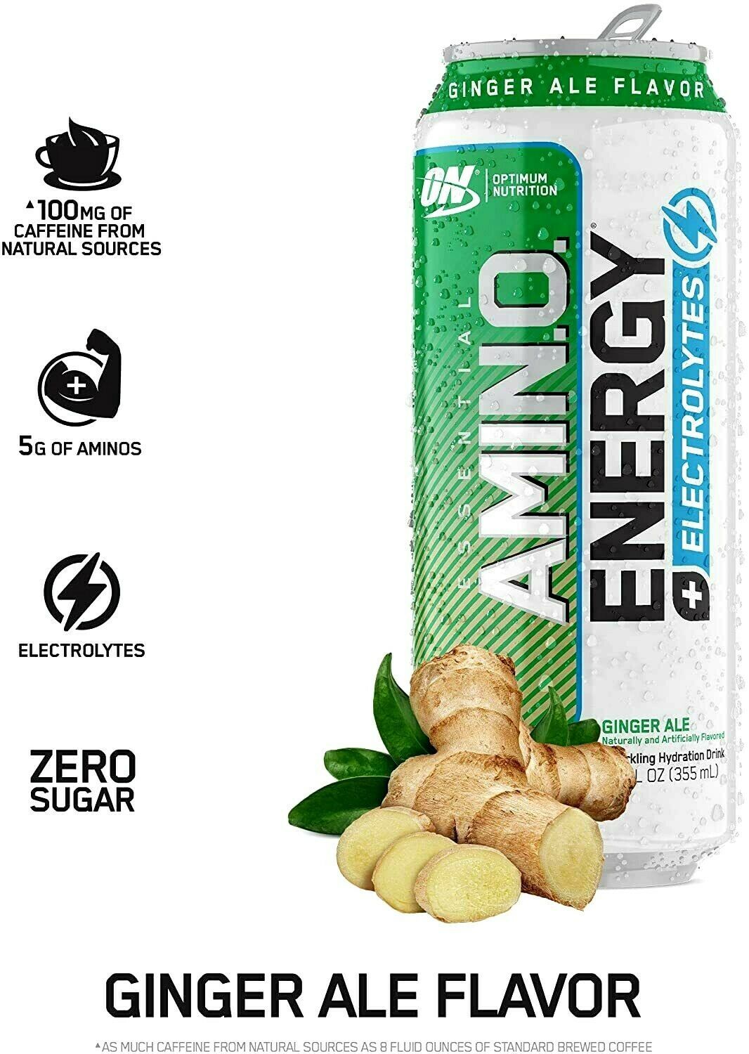 Optimum Essential Amino Energy + Electrolytes Drink Ginger Ale 12oz