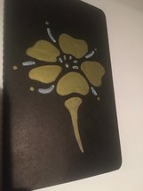 Stenciled Pocket Notebook Gold Black Book Metallic Painted Floral Journal  - $1.04