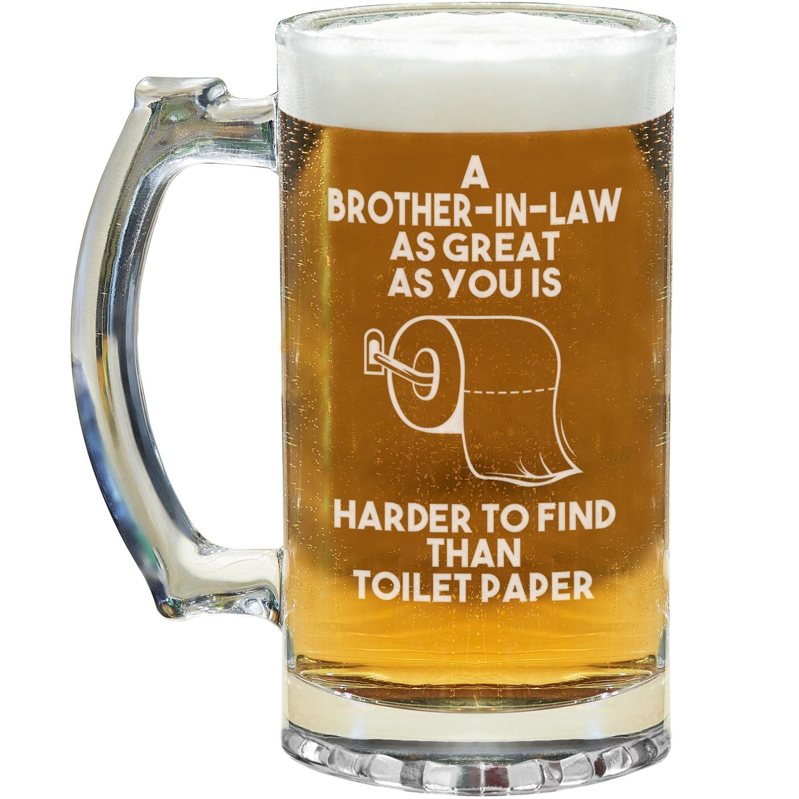 Brother in law Beer Mug Glass Stein Cup Funny Gift For Birthday