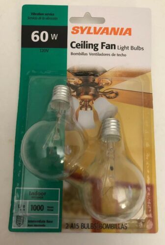 60w 'Sylvania' Ceiling Fan Light Bulbs   2 x A15 Bulbs   Intermediate Base
