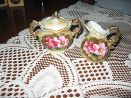 Sugar Bowl with Lid-Creamer-Miniature-Enesco-Floral Pattern-Gold-Japan-1... - $10.00