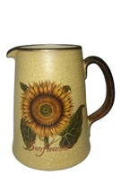 Sunflower Crackled Pitcher Vintage Design Ceramic Garden Flowers Watering 9" H image 1