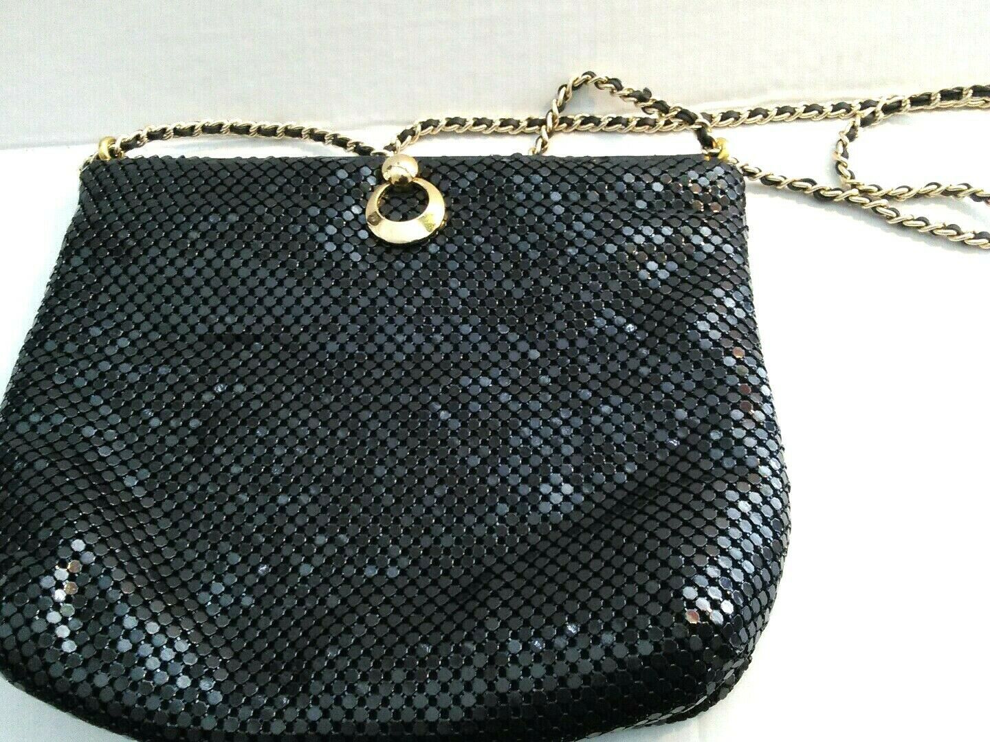 whiting and davis black mesh purse