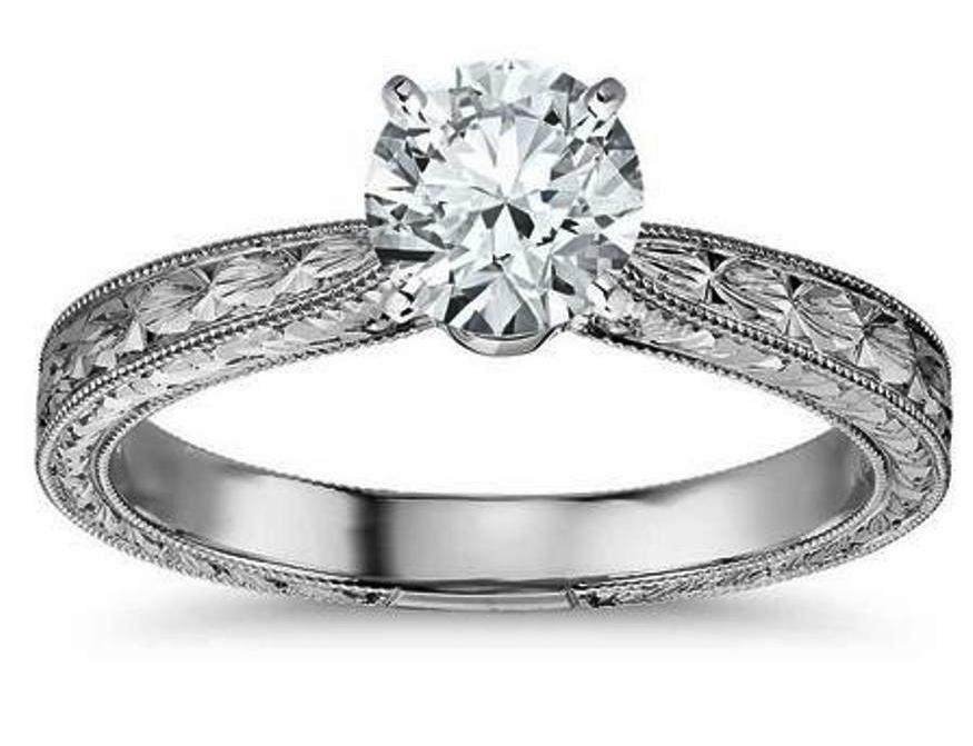 1.15Ct Round Cut White Diamond 925 Sterling Silver Designer Engagement Ring