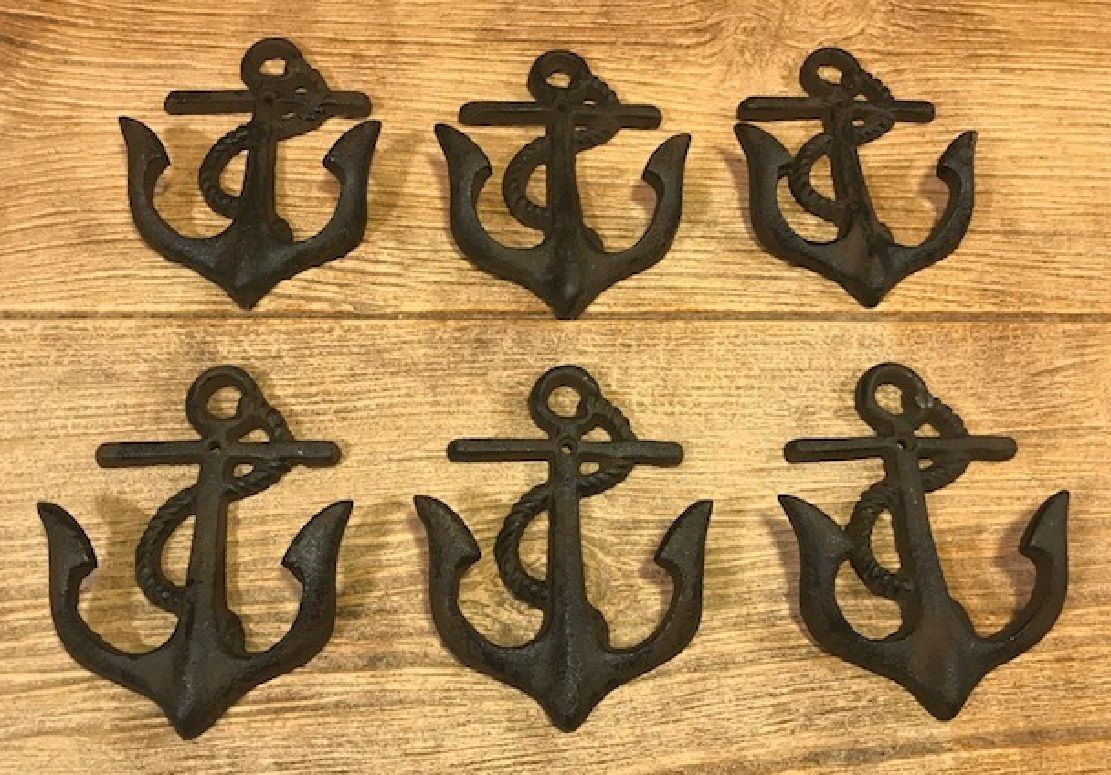 Set of 4 Ornate COAT Hat Wall HOOKS 4-1//2 rustic cast iron Antique Vintage style