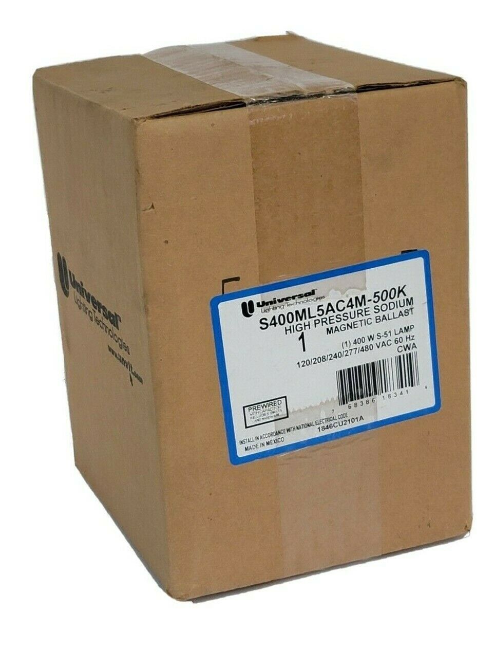 NIB UNIVERSAL S400ML5AC4M500K HIGH PRESSURE SODIUM BALLAST