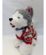 Build A Bear Husky Dog BABW Blue Collar Siberian Sled Dog Mush Christmas... - $19.79