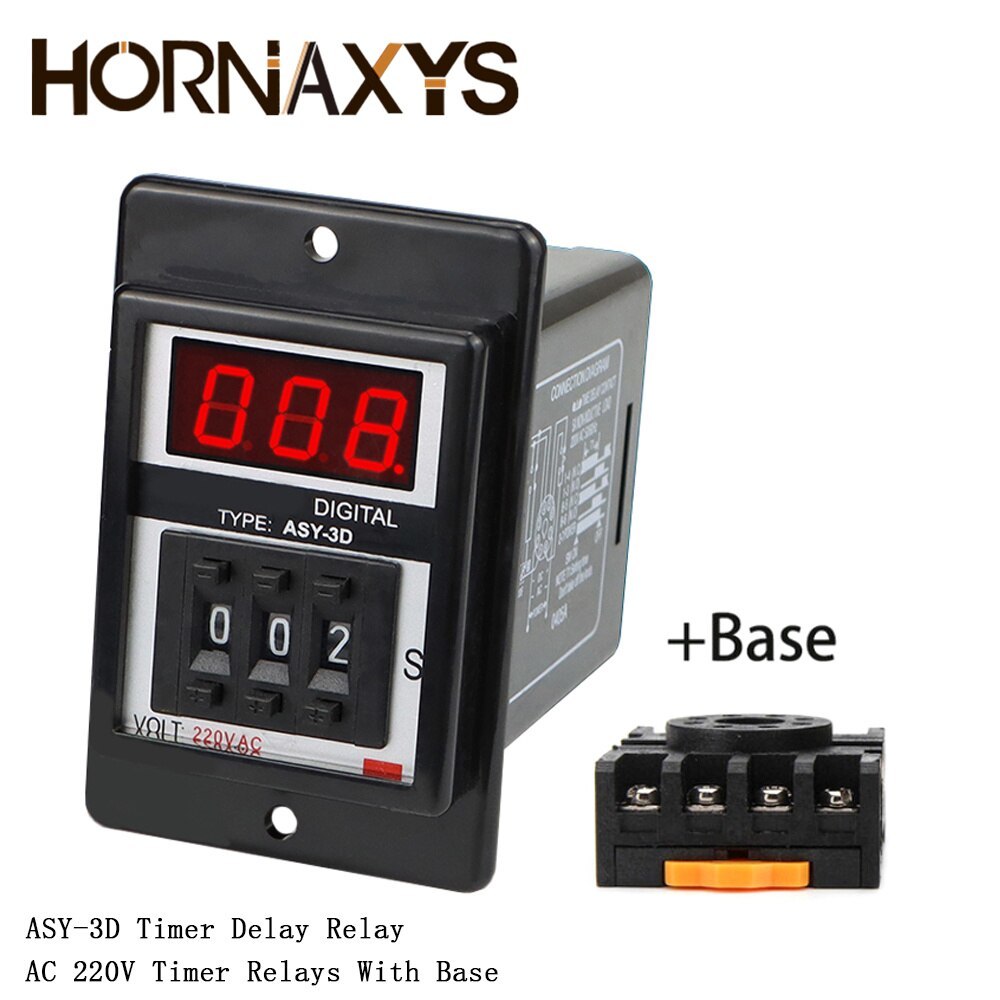 ASY-3D Timer Delay Relay AC 220V Time Relay With Socket ASY Series DC ...