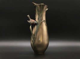 Vase Birds Flower Tall Painted Decorative Water Beautiful Art Animals No... - $103.26